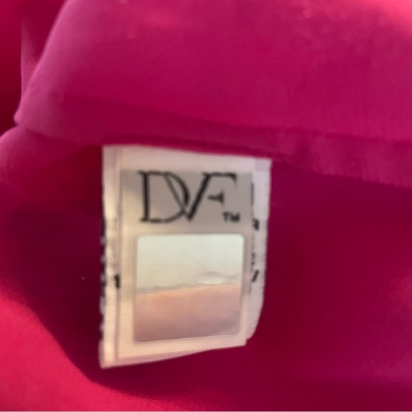 Diane Von Furstenberg Red Parry Silk Chiffon Blouson Aztec Stripe Dress 20209 - Picture 8 of 11